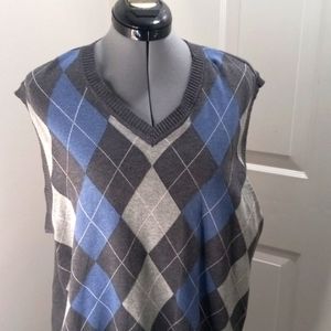 Club Room, Pullover Argyle Vest 100% Cotton Size XL
